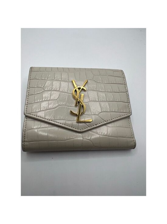 Saint Laurent Handbags - Excellent Condition Saint Laurent Wallet Beige Croc-Embossed Leather